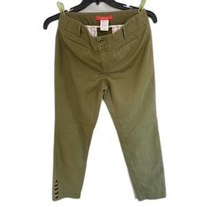Anthropologie Cartonnier Olive Green Ankle Pants - Size 10 - Lattice Hem